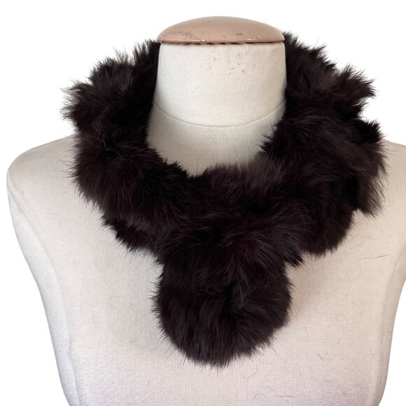 Genuine Rex Rabbit Fur Dark Brown Neck Warmer Scarf By Cejon Accessories‎ Inc. - Picture 1 of 10